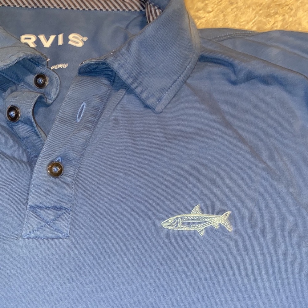 Orvis Long Sleeve Polo Shirt - Blue - Picture 2 of 3